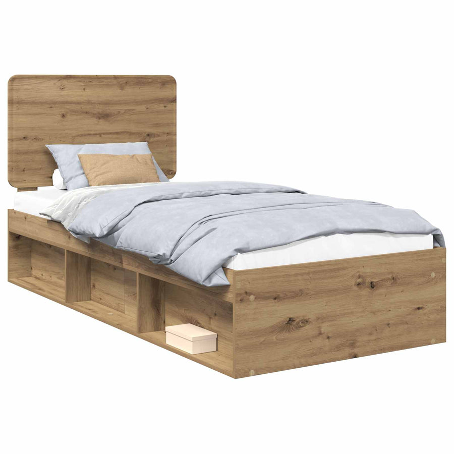 Bedframe Ambachtelijk eiken 90 x 200 cm Massief grenenhout