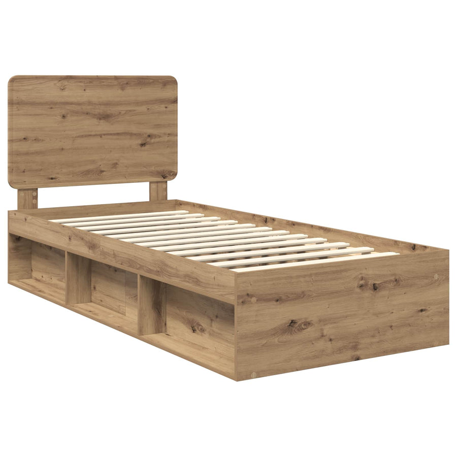 Bedframe Ambachtelijk eiken 90 x 200 cm Massief grenenhout