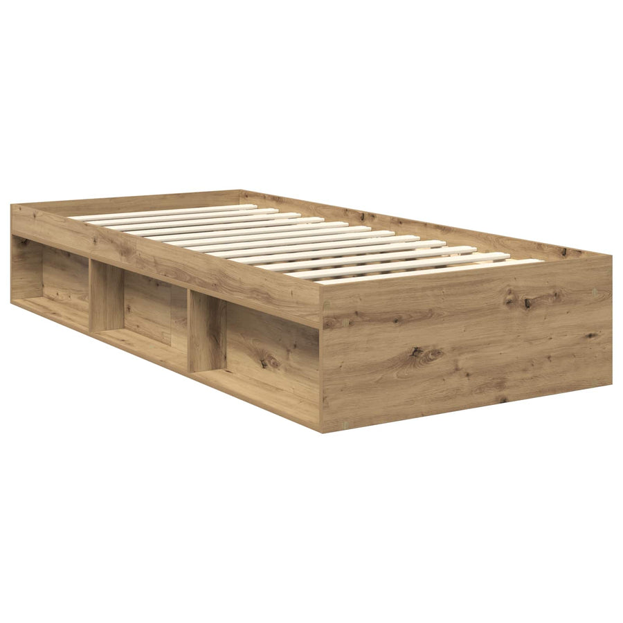 Bedframe Ambachtelijk eiken 90 x 200 cm Massief grenenhout