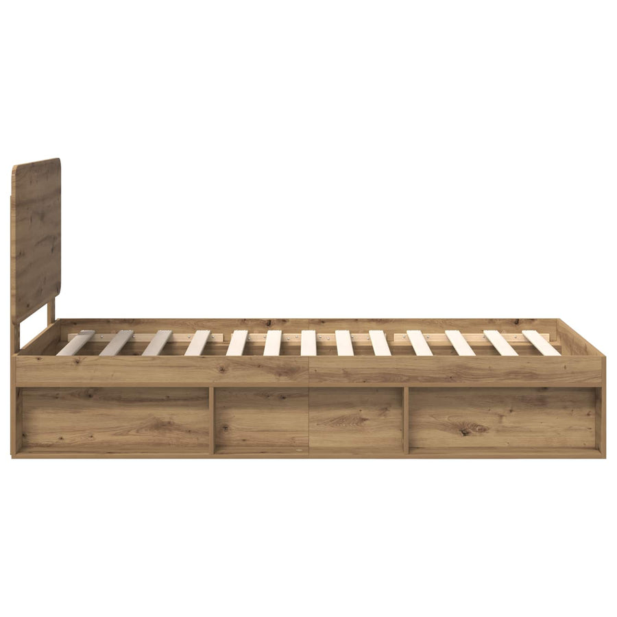 Bedframe Ambachtelijk eiken 90 x 200 cm Massief grenenhout