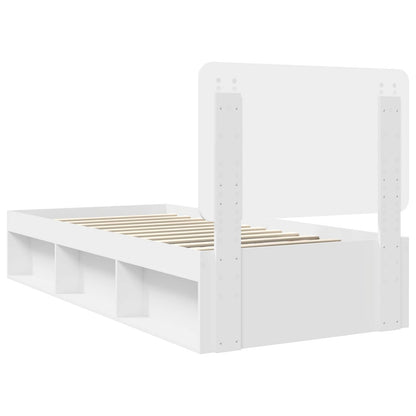 Bedframe met hoofdeinde Wit 90 x 190 cm Massief grenenhout