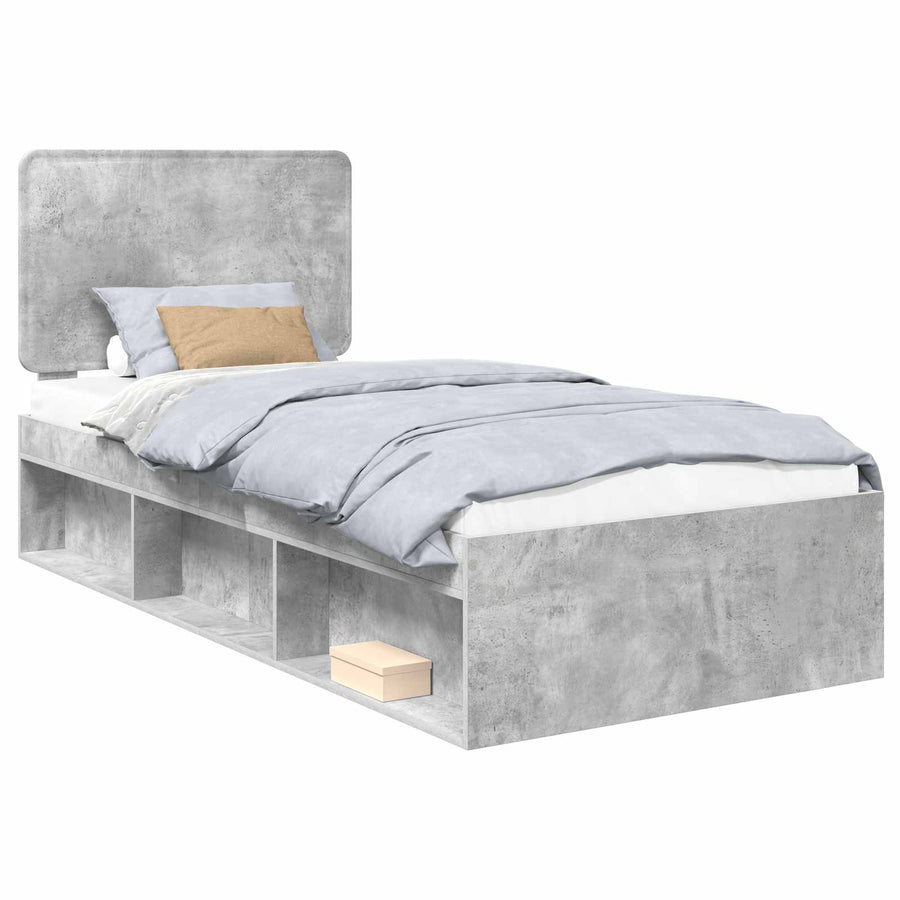 Bedframe Concerte Grijs 90 x 190 cm Massief grenenhout