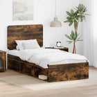 Bed frame Smoked oak 90 x 190 cm Solid pine wood