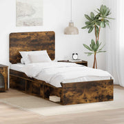 Bedframe massief grenenhout gerookt eiken 90x190 cm