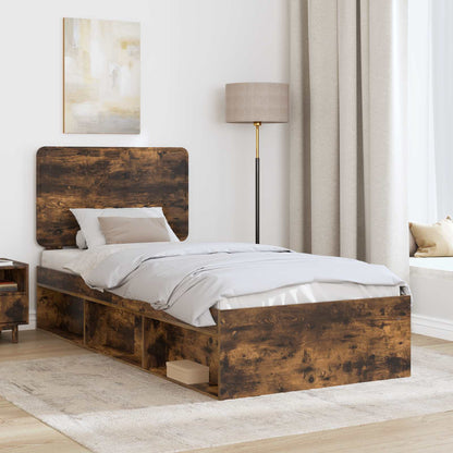 Bedframe Gerookt eiken 90 x 190 cm Massief grenenhout