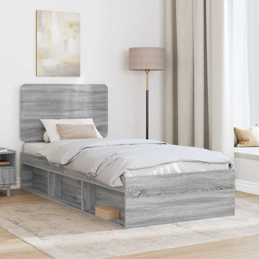 Bedframe Grijs Sonoma 90 x 190 cm Massief grenenhout