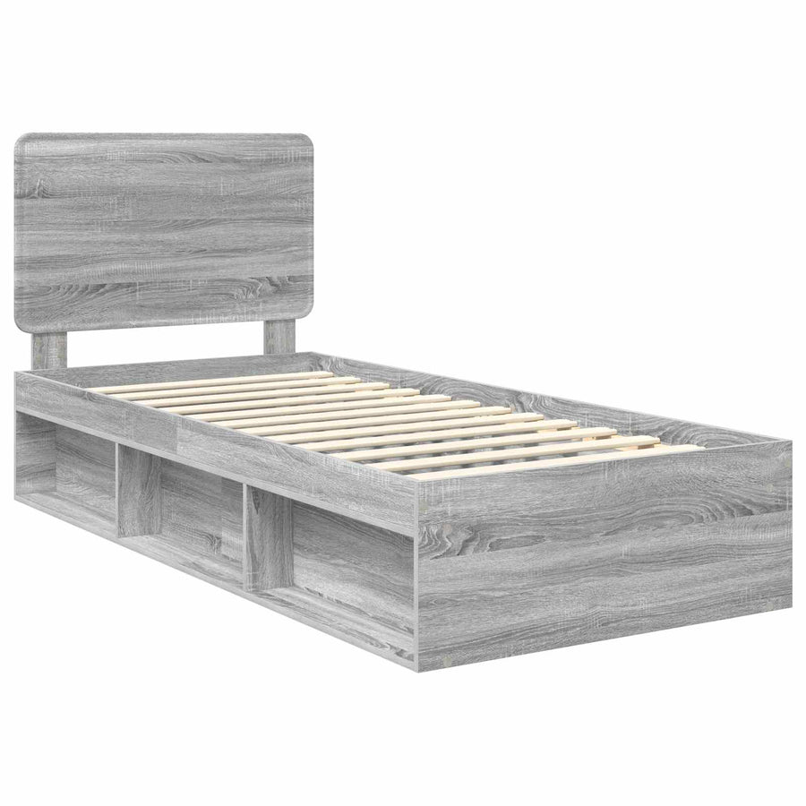 Bedframe Grijs Sonoma 90 x 190 cm Massief grenenhout