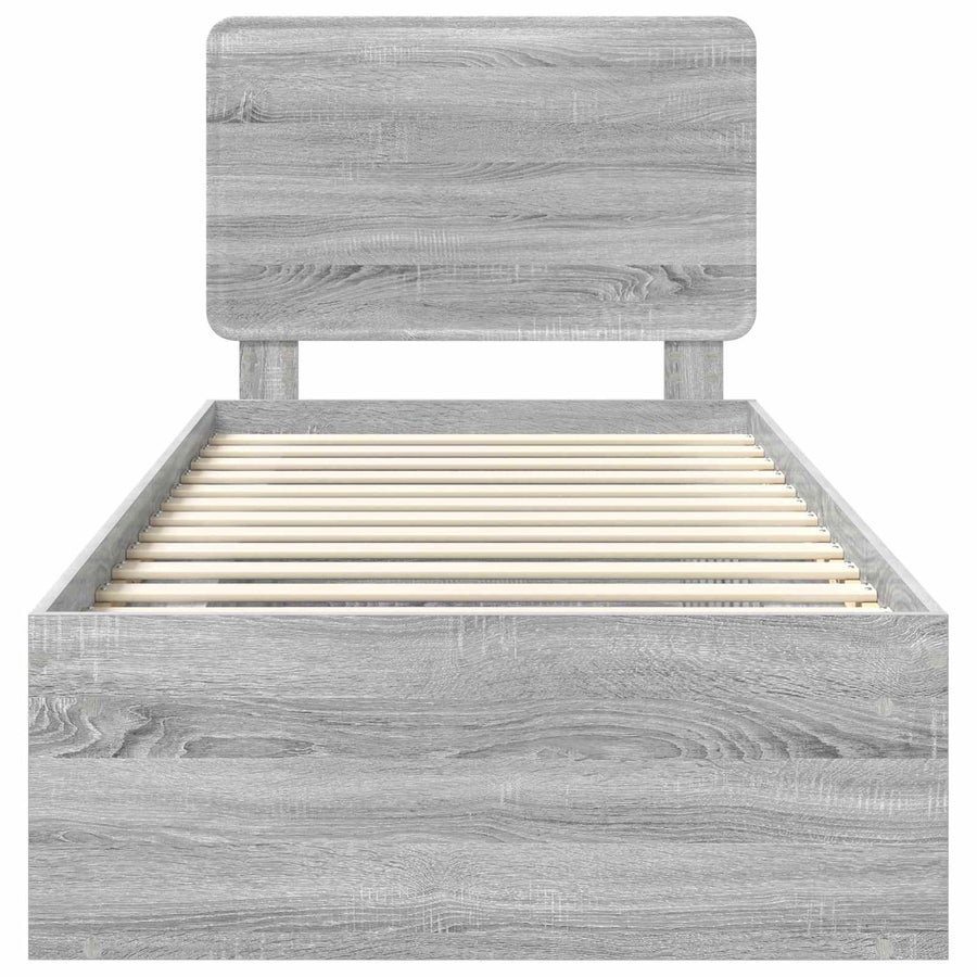 Bedframe Grijs Sonoma 90 x 190 cm Massief grenenhout
