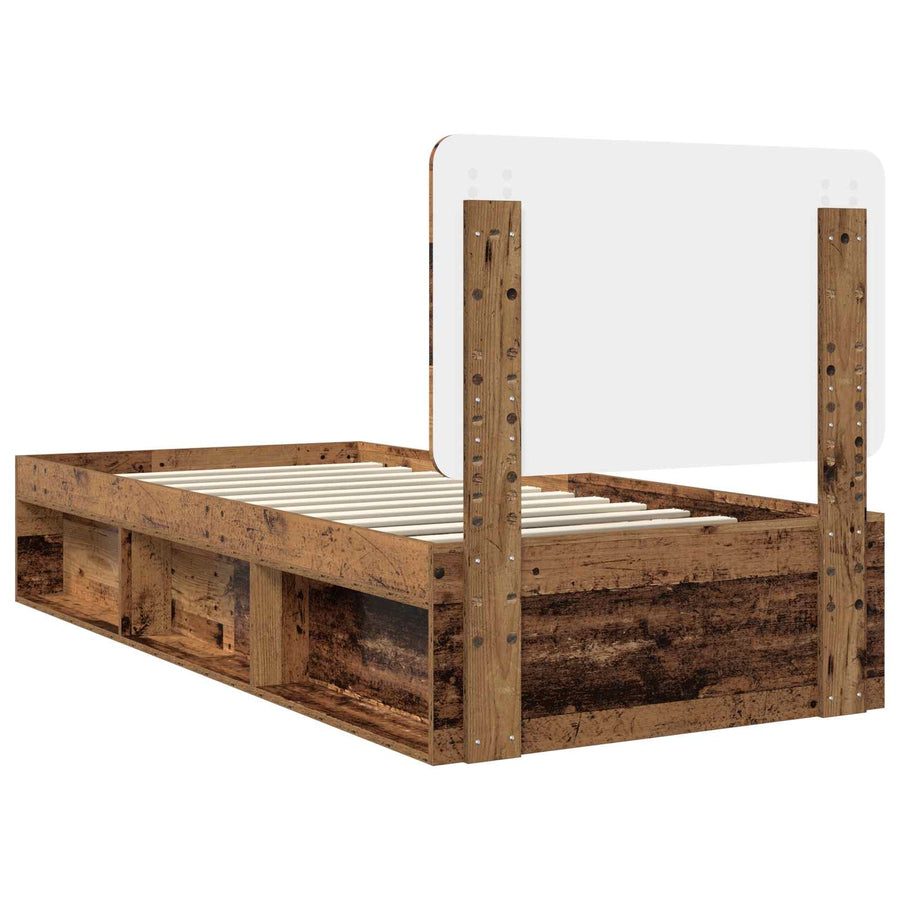 Bedframe met hoofdeinde Oudhout 90 x 190 cm Massief grenenhout