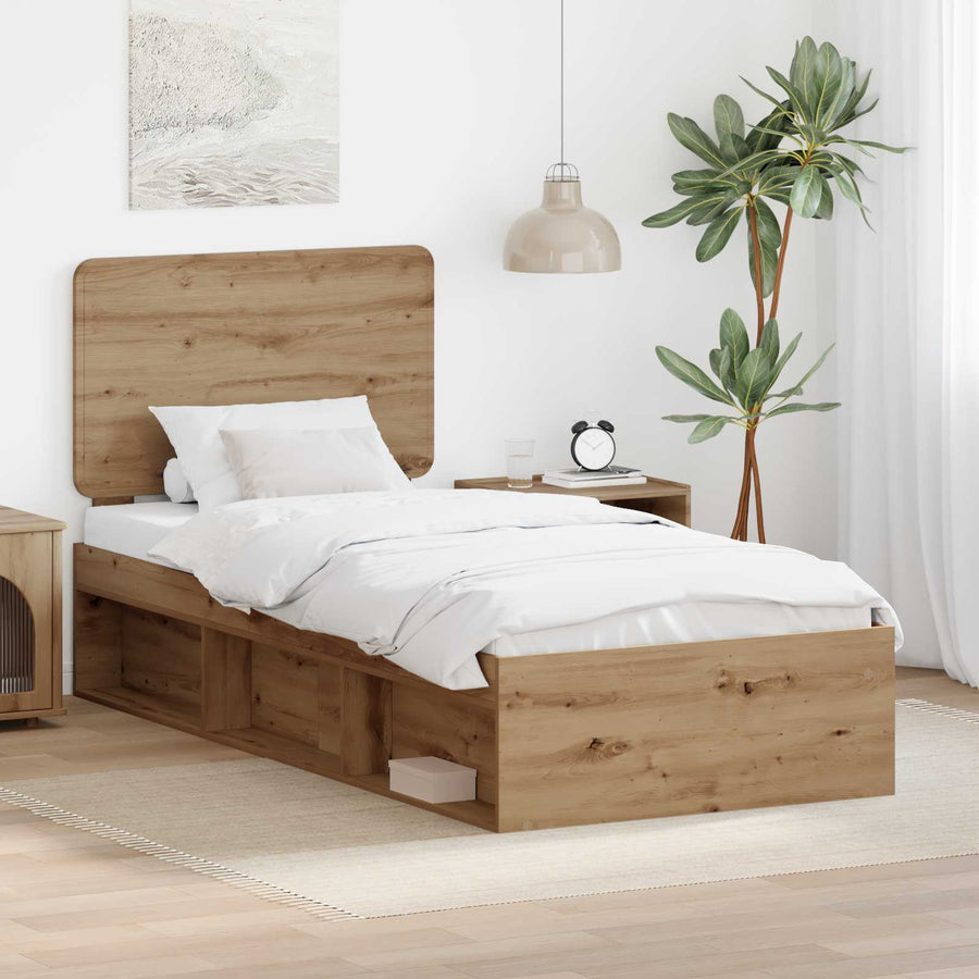 Bedframe Ambachtelijk eiken 90 x 190 cm Massief grenenhout