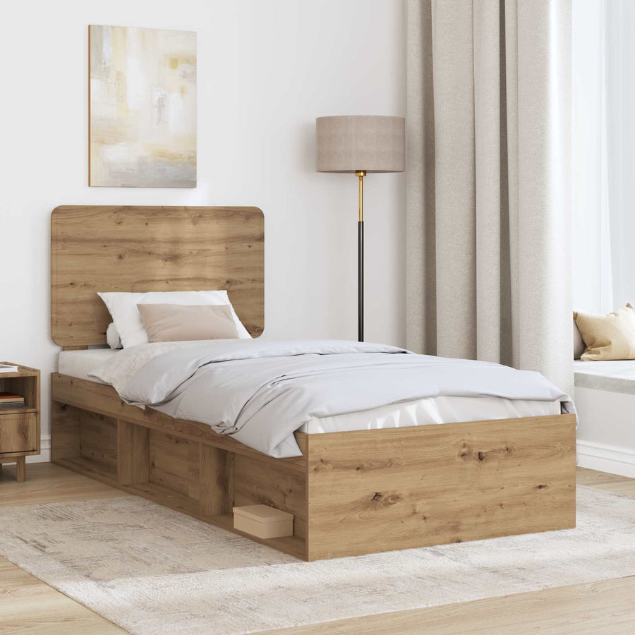 Bedframe Ambachtelijk eiken 90 x 190 cm Massief grenenhout