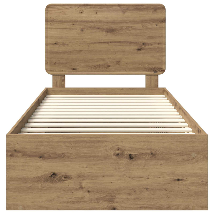 Bedframe Ambachtelijk eiken 90 x 190 cm Massief grenenhout