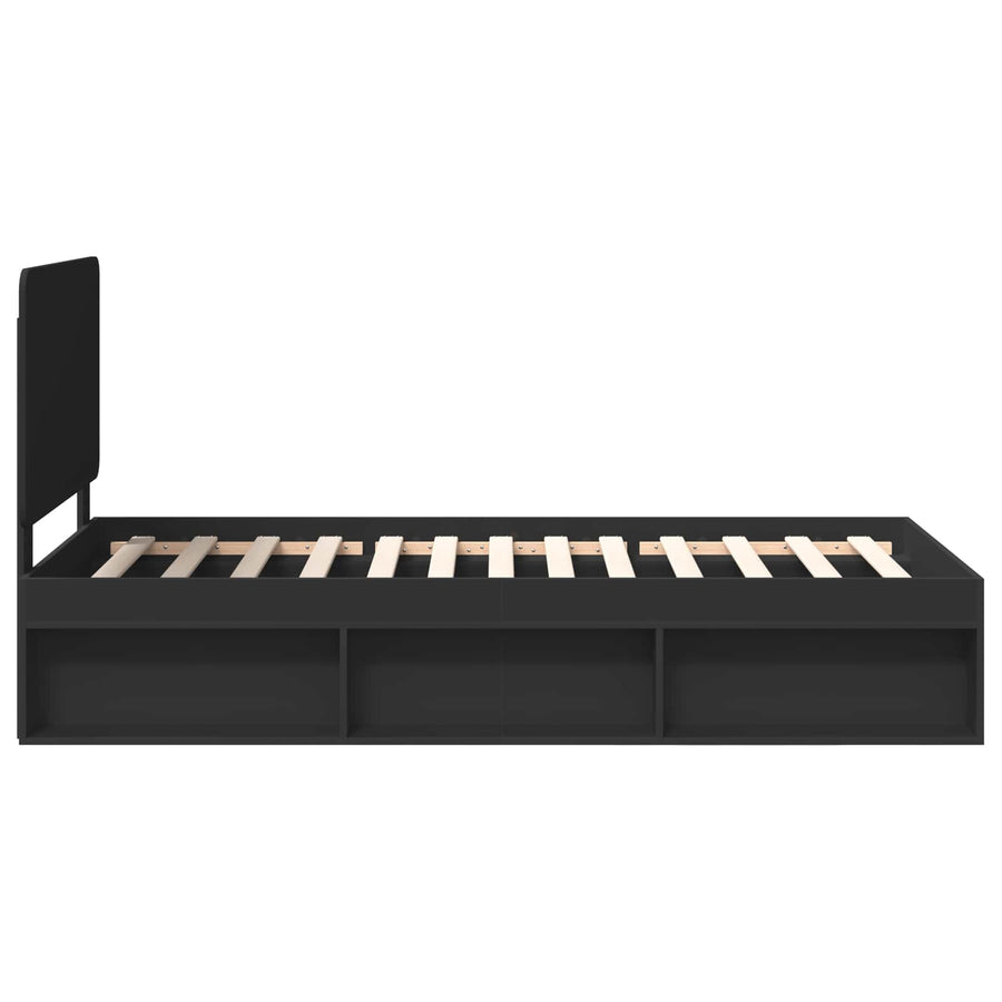 Bedframe met hoofdeinde Zwart 75 x 190 cm Massief grenenhout