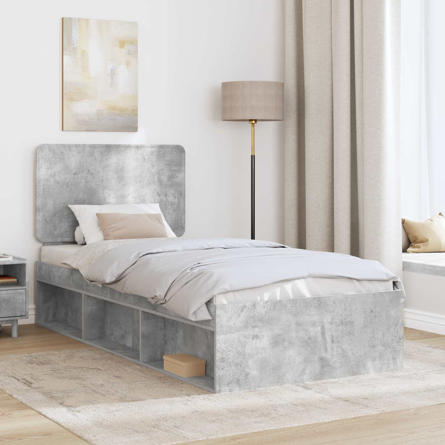 Bedframe Concerte Grijs 75 x 190 cm Massief grenenhout