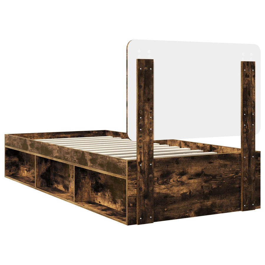 Bedframe Gerookt eiken 75 x 190 cm Massief grenenhout