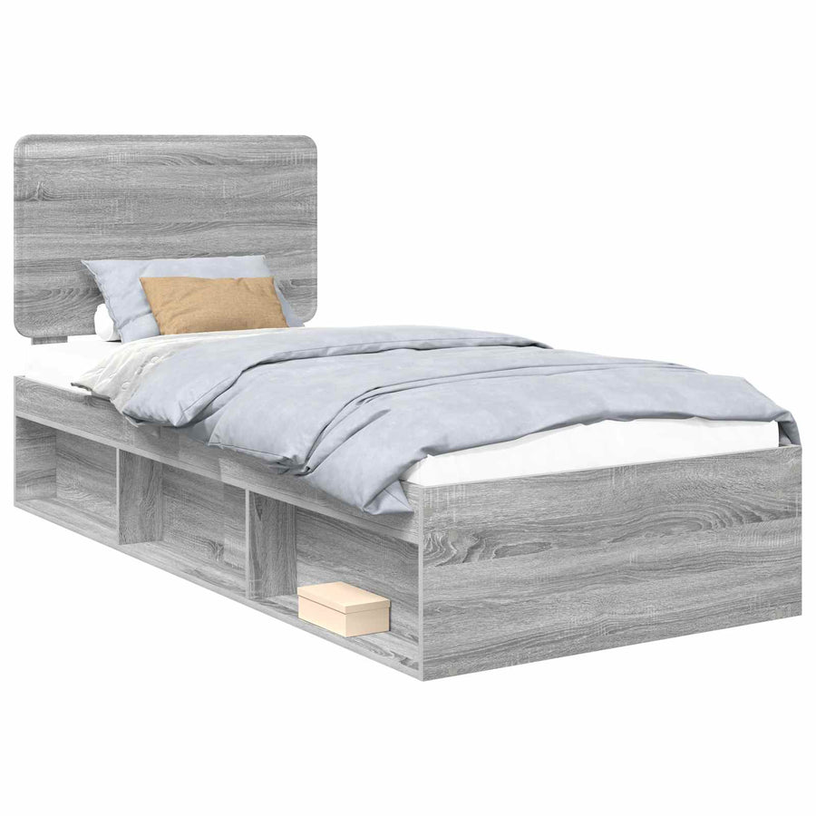 Bedframe Grijs Sonoma 75 x 190 cm Massief grenenhout