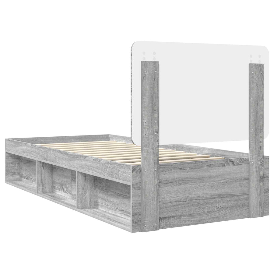 Bedframe Grijs Sonoma 75 x 190 cm Massief grenenhout