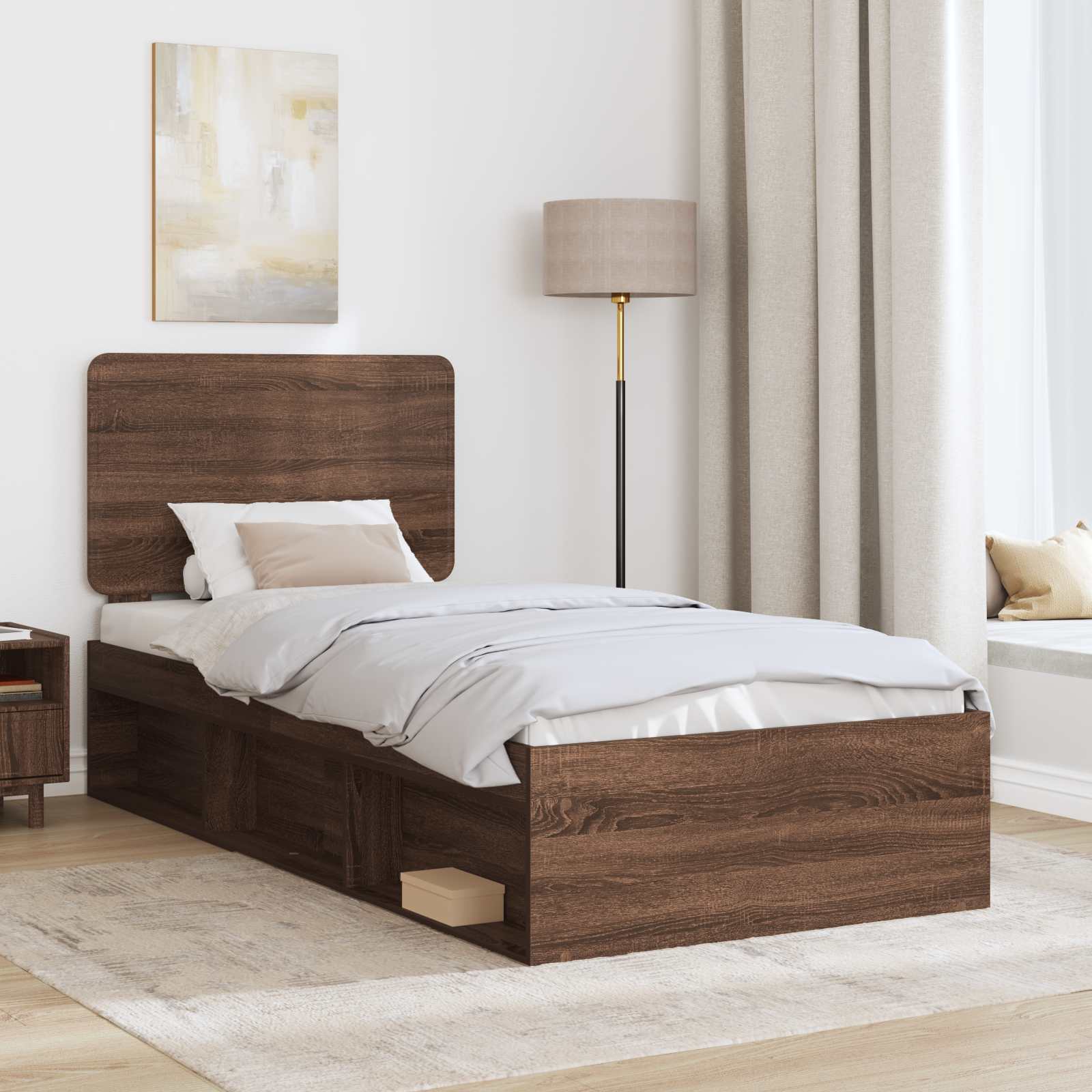 Bedframe Bruin Eiken 75 x 190 cm Massief grenenhout
