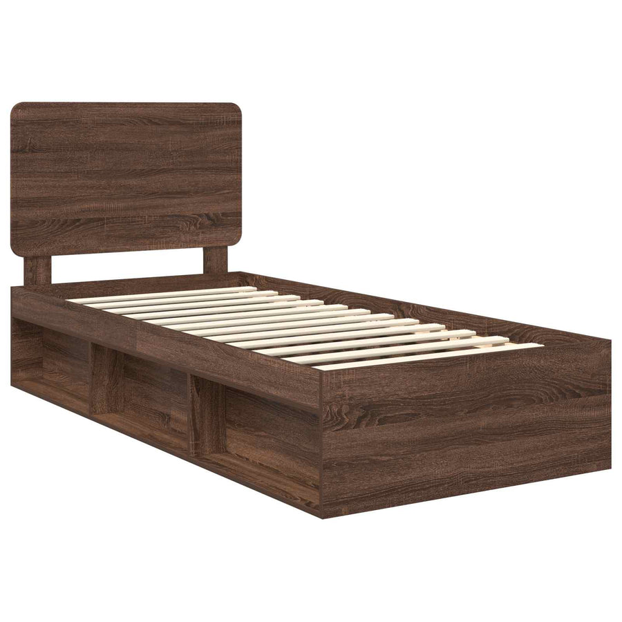 Bedframe Bruin Eiken 75 x 190 cm Massief grenenhout