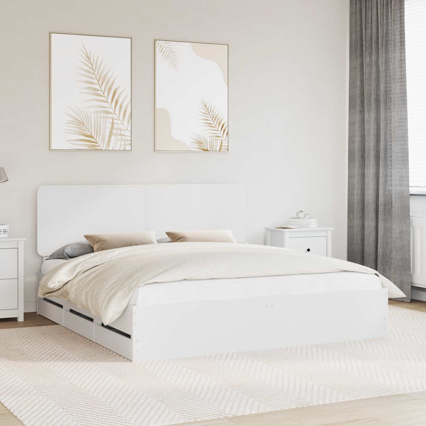 Bedframe met lade met opslag Wit 200 x 200 cm Ingenieurshout