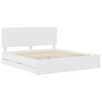 Bedframe met lade met opslag Wit 200 x 200 cm Ingenieurshout