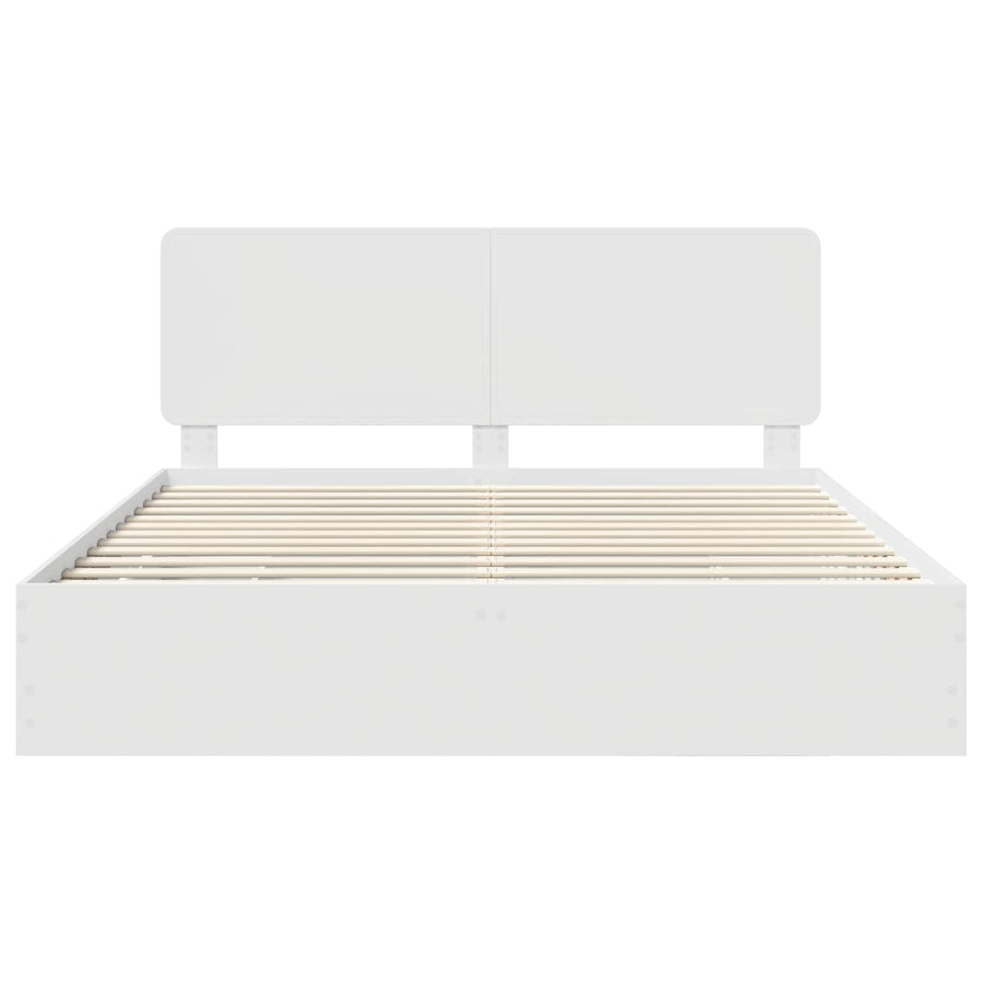 Bedframe met lade met opslag Wit 200 x 200 cm Ingenieurshout