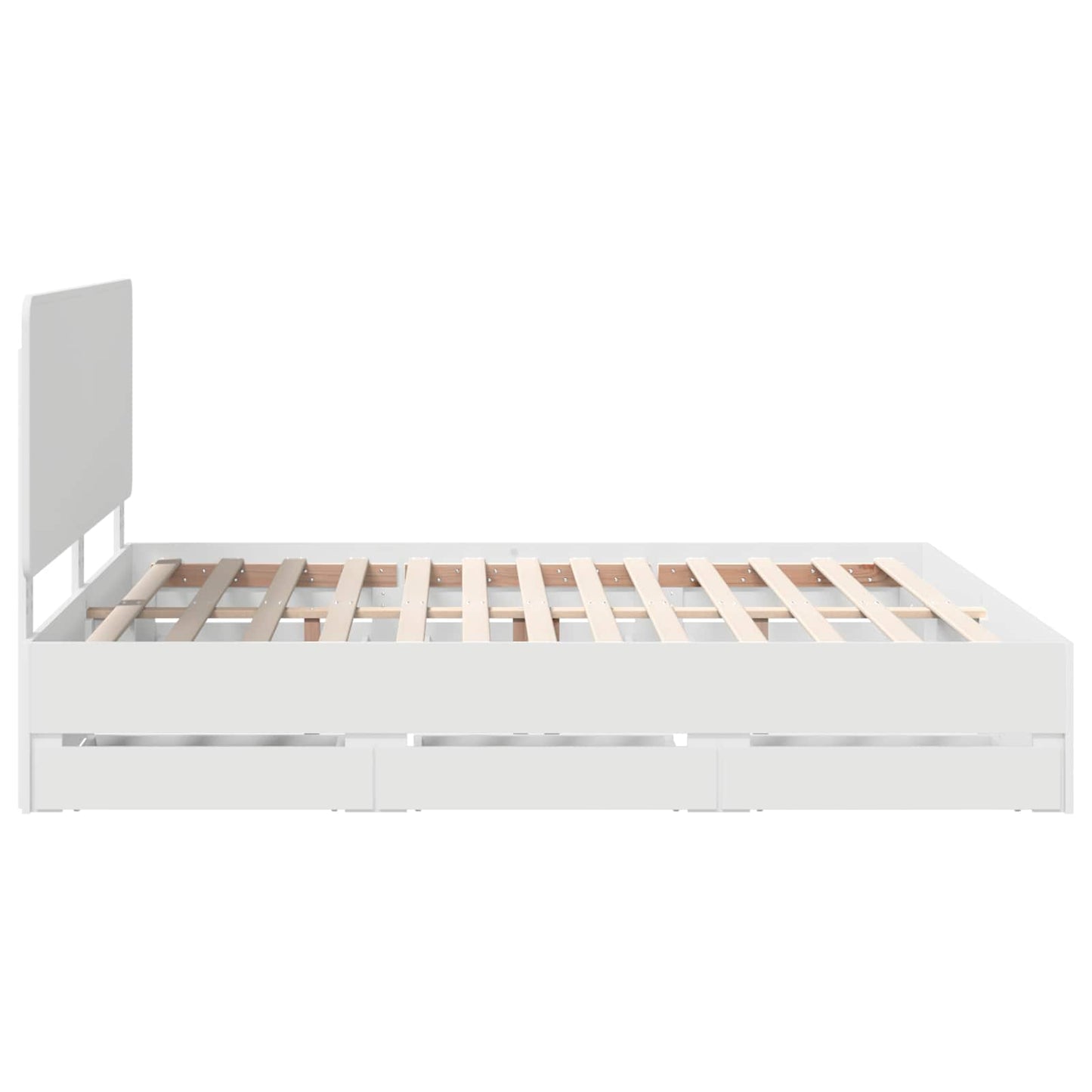 Bedframe met lade met opslag Wit 200 x 200 cm Ingenieurshout