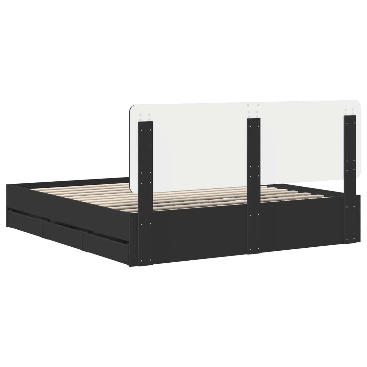 Bedframe met lade met opslag Zwart 200 x 200 cm Ingenieurshout