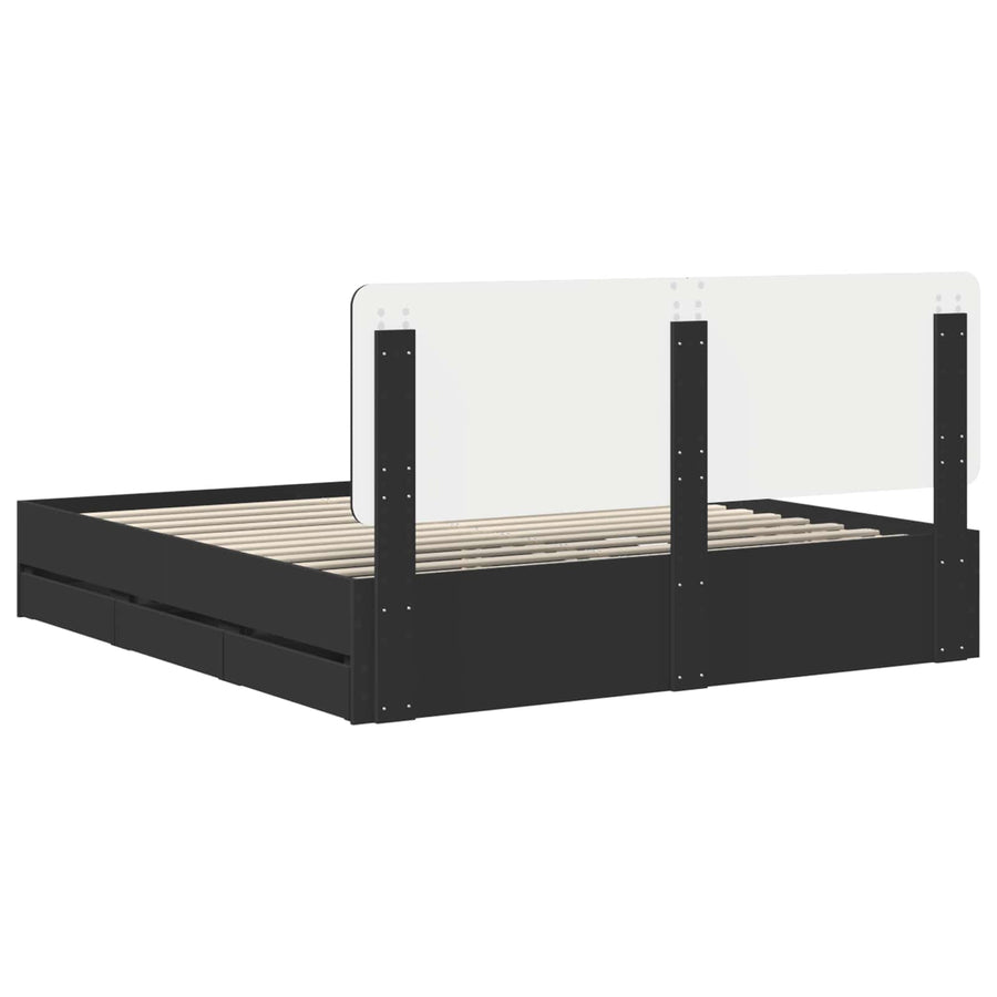 Bedframe met lade met opslag Zwart 200 x 200 cm Ingenieurshout