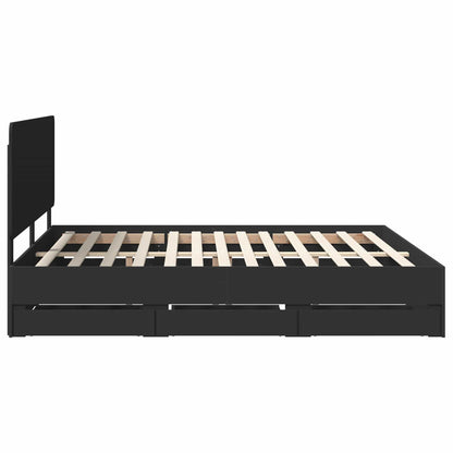 Bedframe met lade met opslag Zwart 200 x 200 cm Ingenieurshout