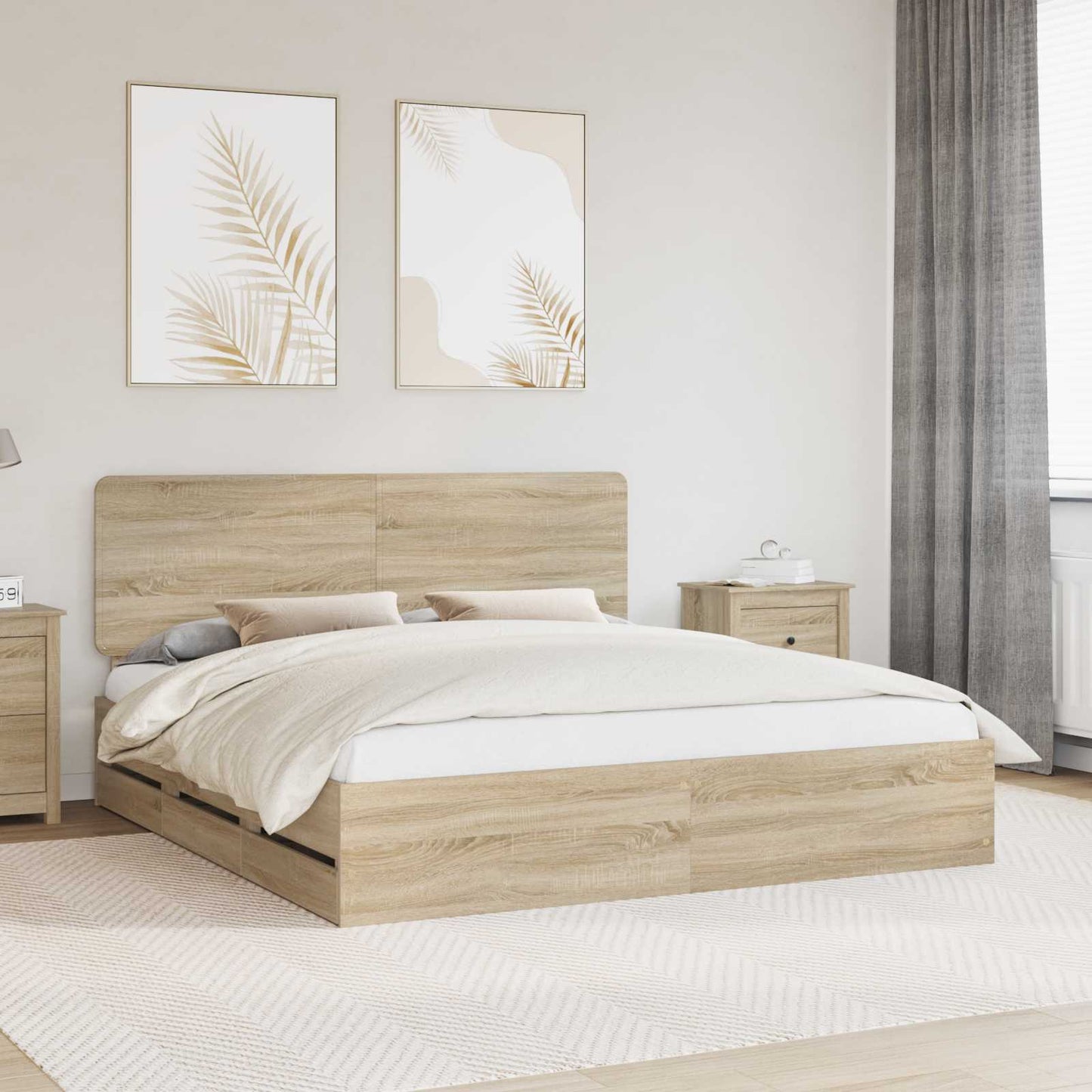 Bedframe met lade Sonoma Eiken 200 x 200 cm Ingenieurshout