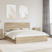 Bed frame with drawer Sonoma Oak 200 x 200 cm Engineered wood