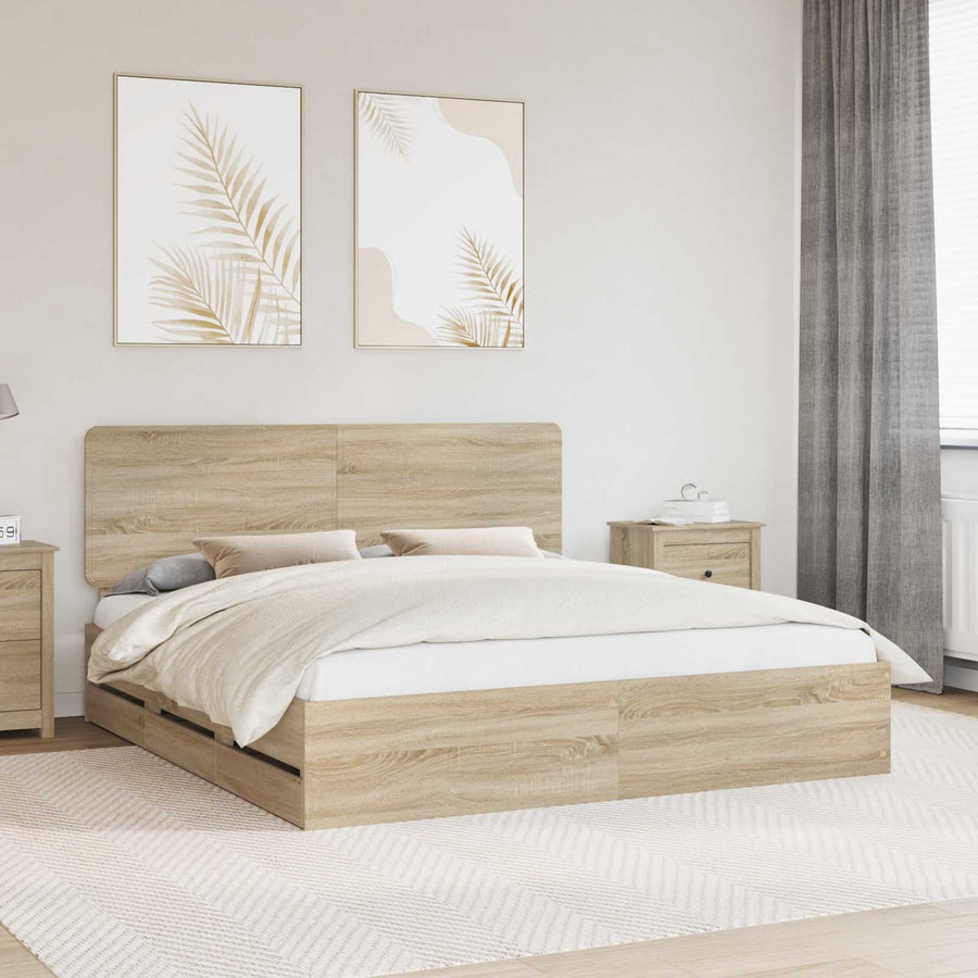 Bedframe met lade Sonoma Eiken 200 x 200 cm Ingenieurshout