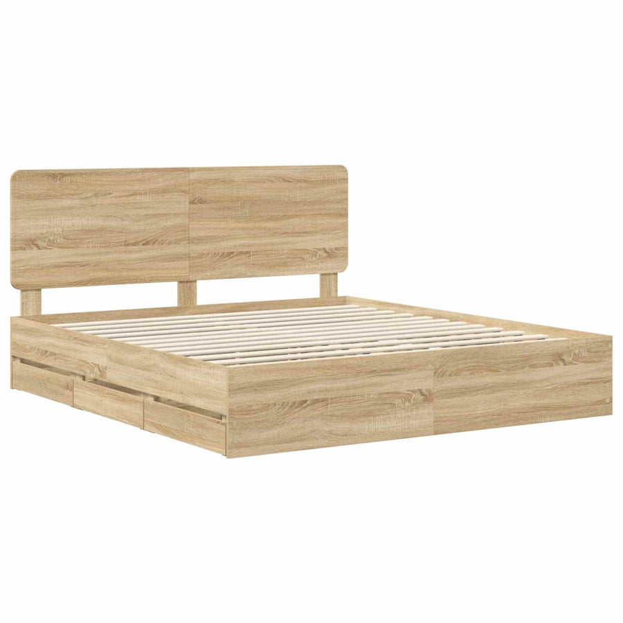 Bedframe met lade Sonoma Eiken 200 x 200 cm Ingenieurshout