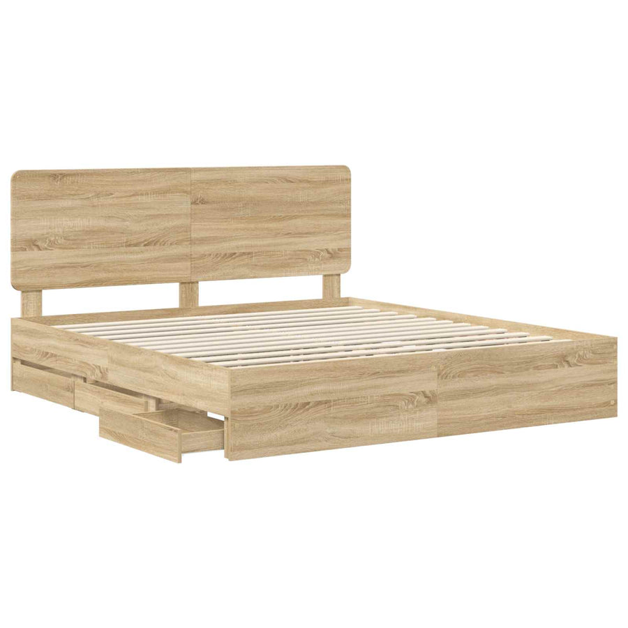 Bedframe met lade Sonoma Eiken 200 x 200 cm Ingenieurshout