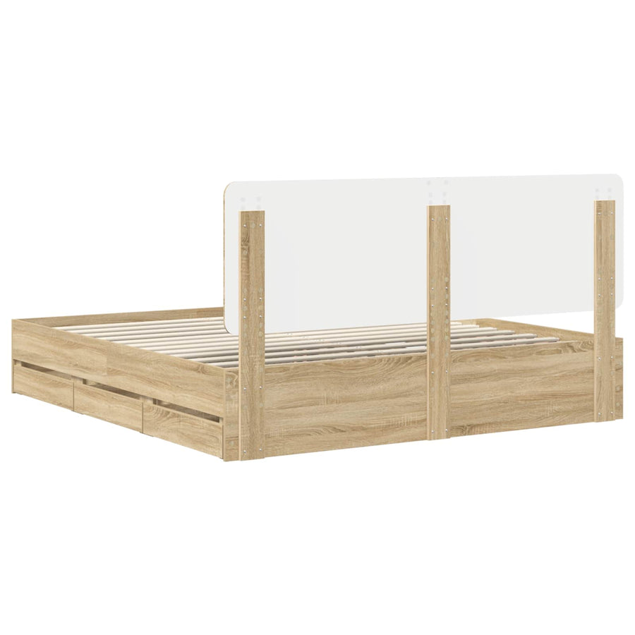 Bedframe met lade Sonoma Eiken 200 x 200 cm Ingenieurshout
