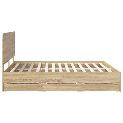 Bedframe met lade Sonoma Eiken 200 x 200 cm Ingenieurshout