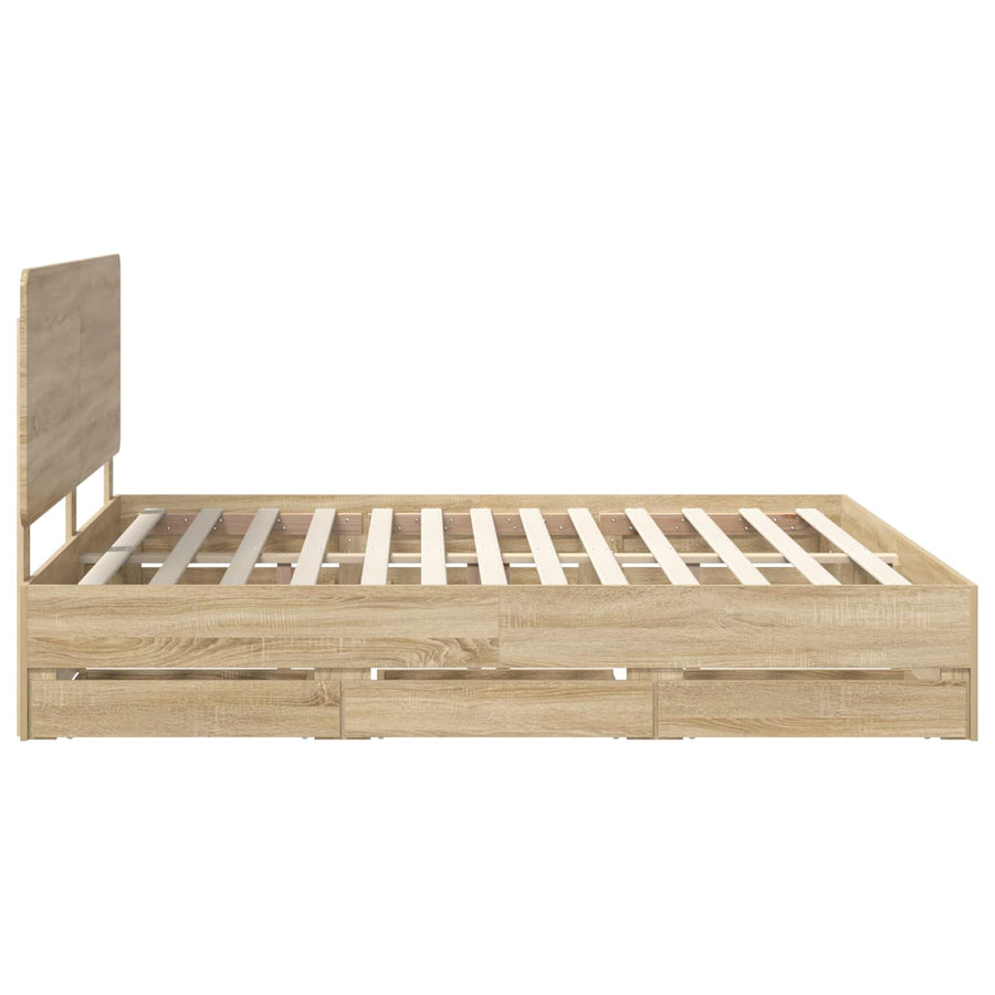 Bedframe met lade Sonoma Eiken 200 x 200 cm Ingenieurshout
