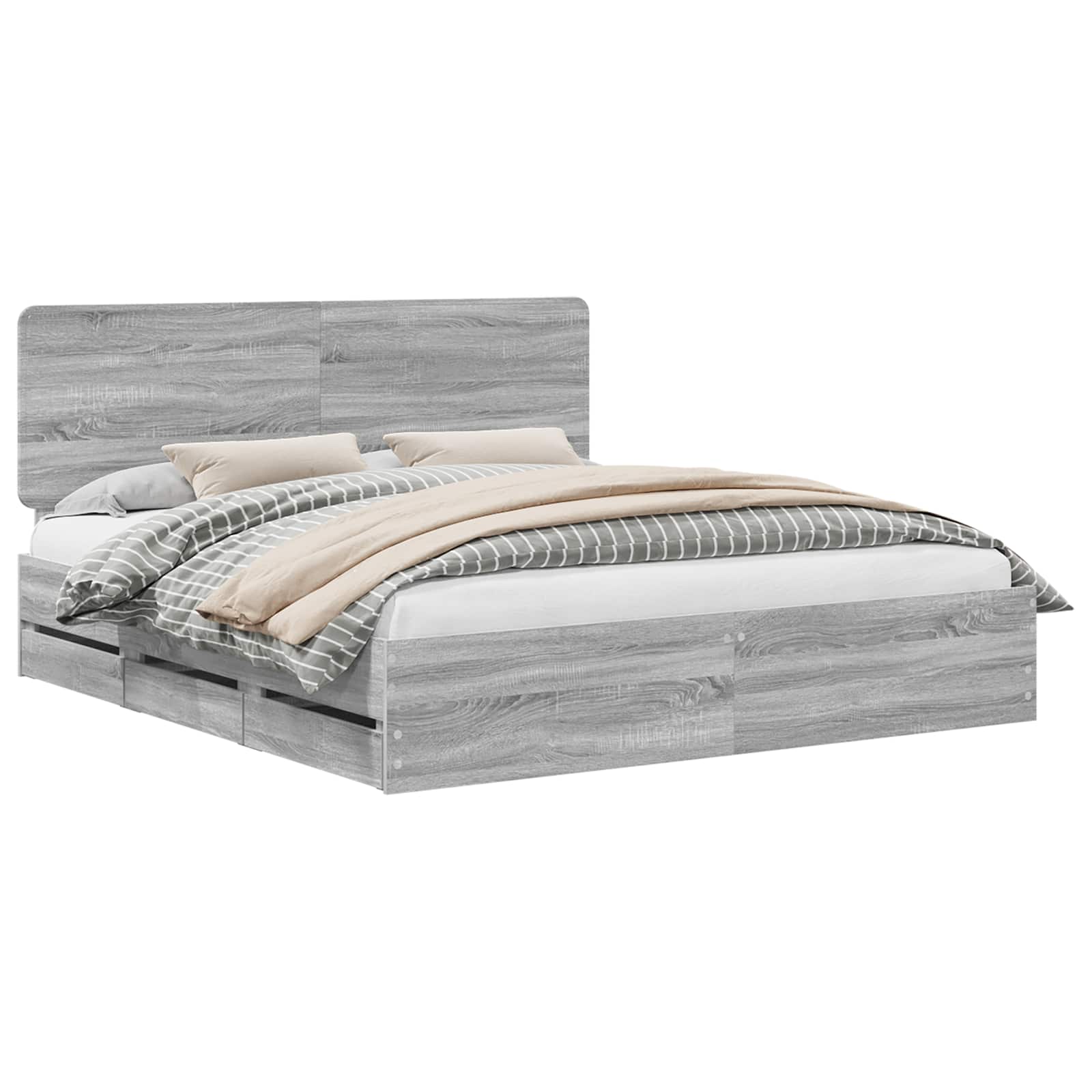 Bedframe met lade Grijs Sonoma 200 x 200 cm Ingenieurshout