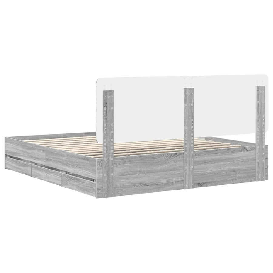Bedframe met lade Grijs Sonoma 200 x 200 cm Ingenieurshout