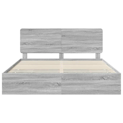 Bedframe met lade Grijs Sonoma 200 x 200 cm Ingenieurshout
