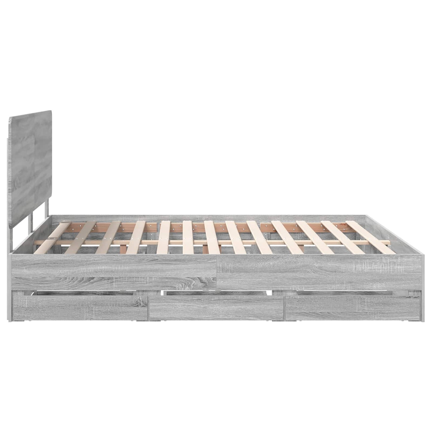 Bedframe met lade Grijs Sonoma 200 x 200 cm Ingenieurshout