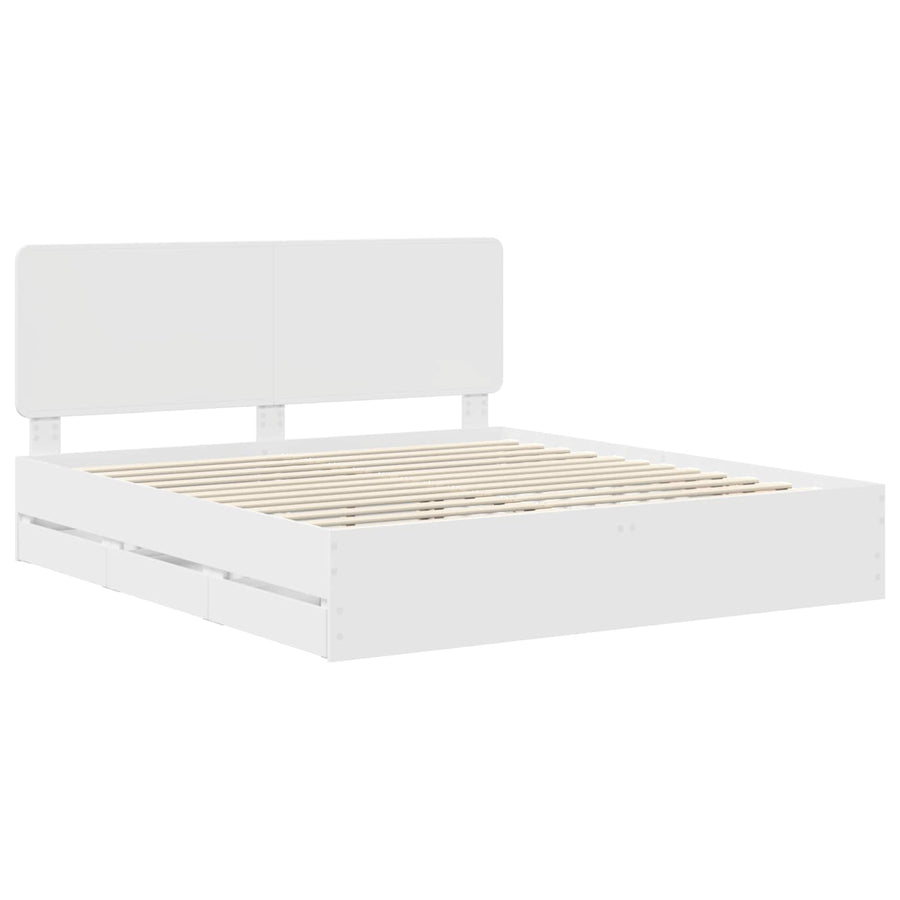 Bedframe met lade met opslag Wit 180 x 200 cm Ingenieurshout