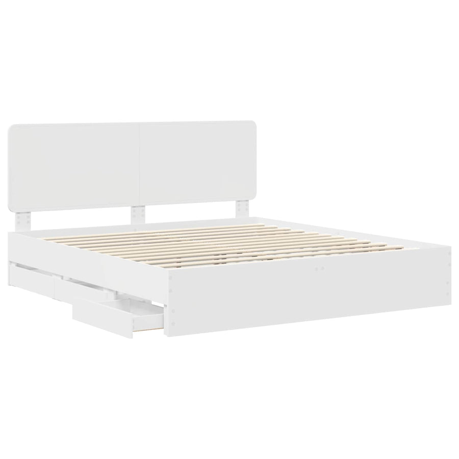 Bedframe met lade met opslag Wit 180 x 200 cm Ingenieurshout