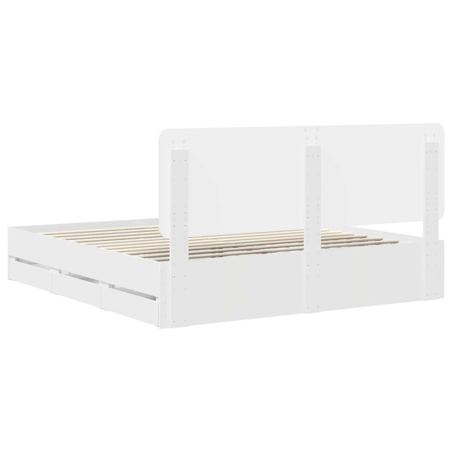 Bedframe met lade met opslag Wit 180 x 200 cm Ingenieurshout
