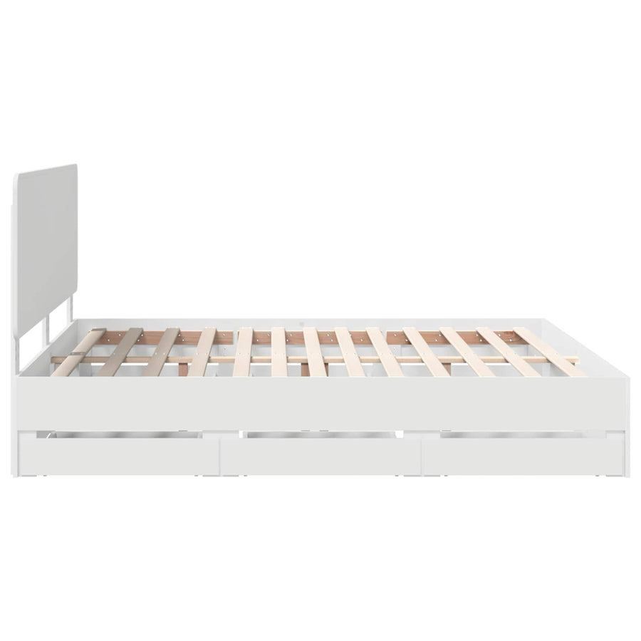 Bedframe met lade met opslag Wit 180 x 200 cm Ingenieurshout