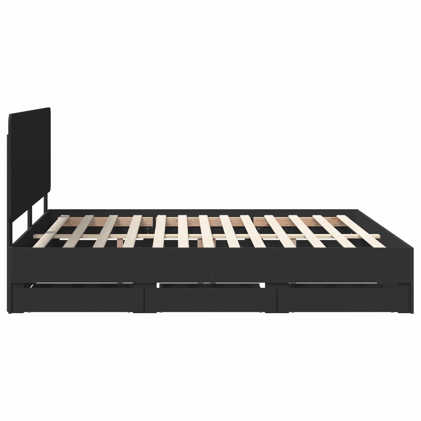 Bedframe met lade met opslag Zwart 180 x 200 cm Ingenieurshout