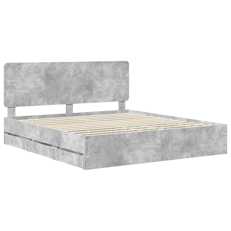 Bedframe met lade Beton Grijs 180 x 200 cm Ingenieurshout