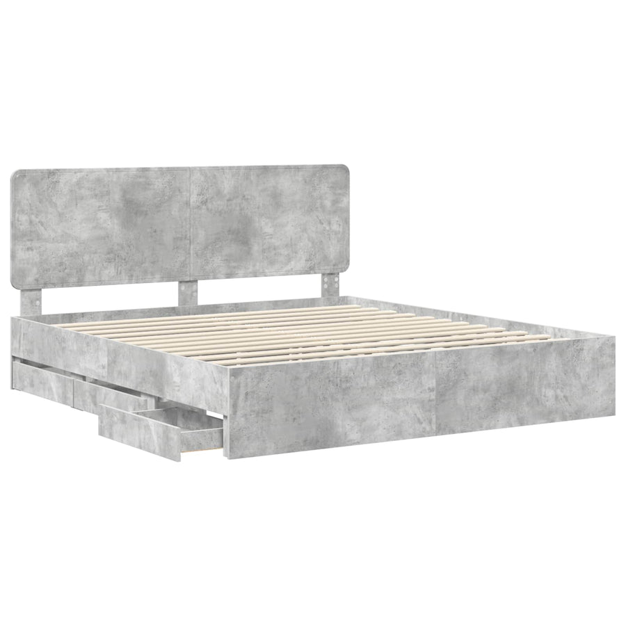 Bedframe met lade Beton Grijs 180 x 200 cm Ingenieurshout