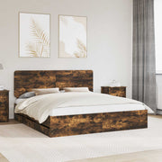 Bed Frame Smoked Oak Engineered Wood